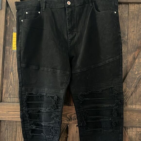 RXXKKK Men's Classic Regular Fit Zipper Fly Biker Jeans - Picture 5 of 16